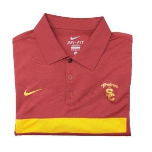 Nike Dri Fit Mens Large Red USC Trojans Performance Golf Polo